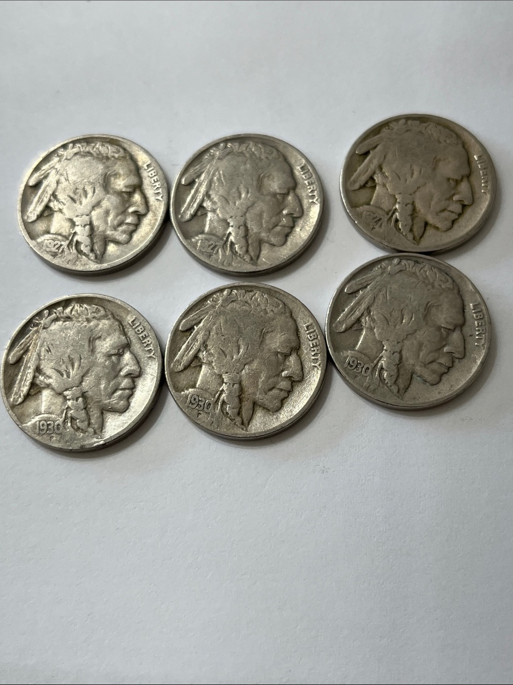 Buffalo Nickel Lot of 6 - Silver-Tone  U.S. Coins